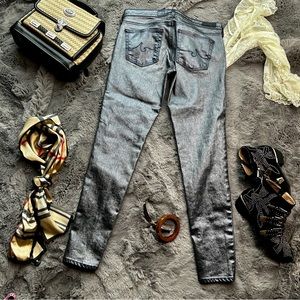 AG Adriano Goldschmied Silver Metallic Skinny jeans Sz 29R